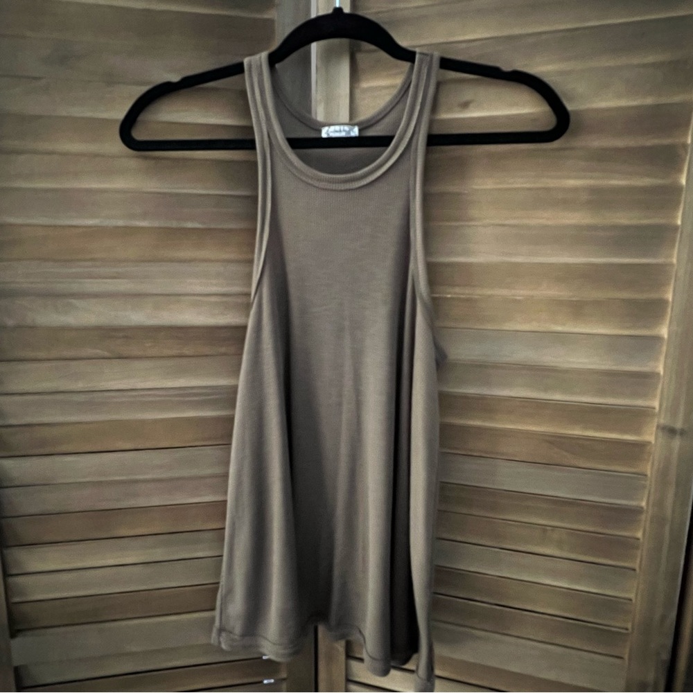 Free People Intimately High Neck Swing Tank Top Olive Green XS